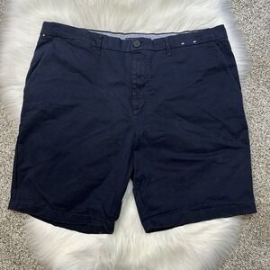 Tommy Hilfiger Shorts Mens 38 Navy Blue 9" Chino Classic Fit Flat Front Casual
